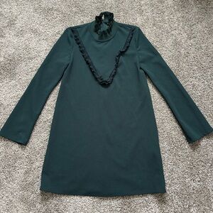 Zara Women's Ruffles Long Sleeve High Neck Formal Dress